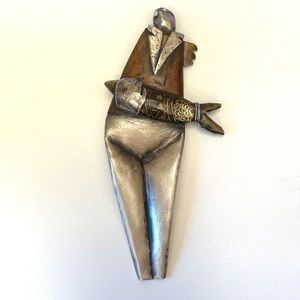 Vintage Monica Tinker Steampunk Mixed Metals Brooch.
